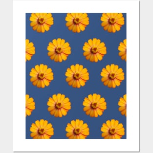 Golden Yellow Flower Pattern Posters and Art